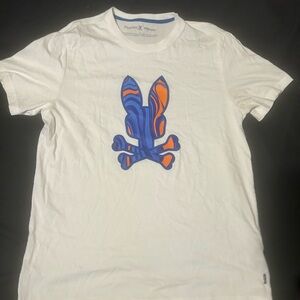 Psycho Bunny White and Blue Short Sleeve Tee
